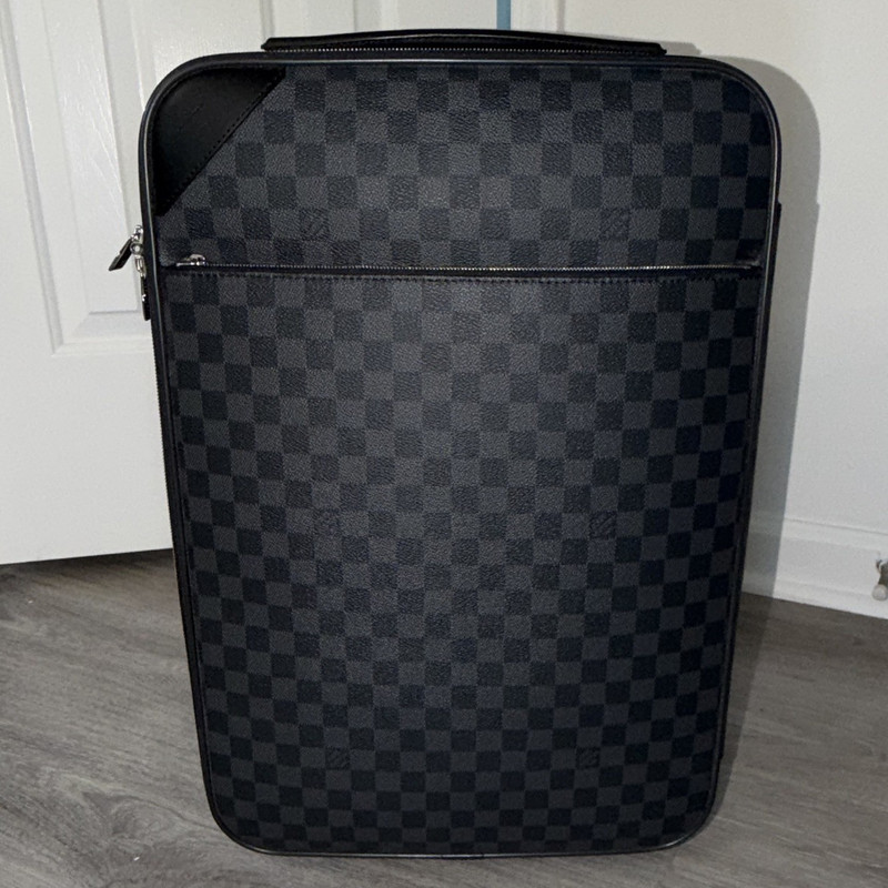 Authentic Louis Vuitton Damier Graphite Carry-On Pegase 55 Rolling Suitcase