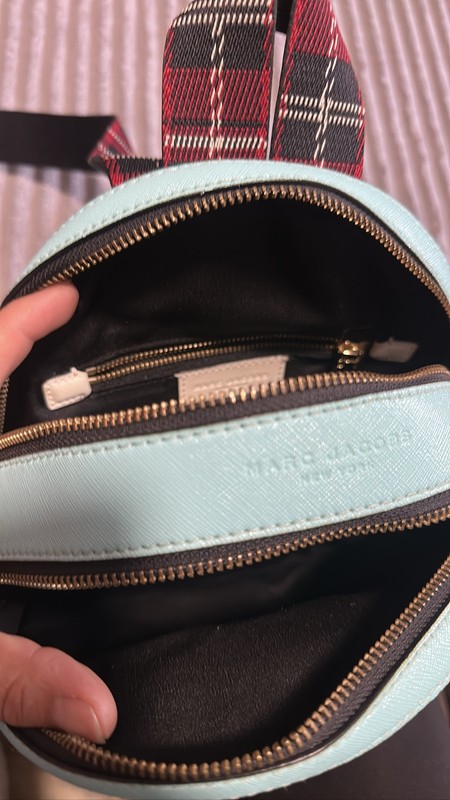 Marc Jacobs Pack Shot Leather Backpack White Red Blue Gold Hardware gallery