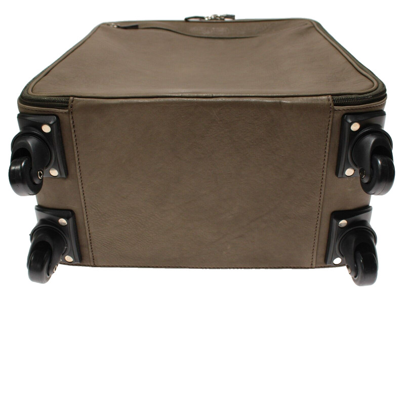 Luciano Barbera NWOT Leather Roller Suitcase in Solid Olive Green gallery