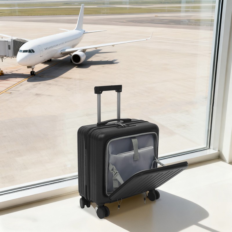 18" Boarding Suitcase with Front Compartment & USB Port, Travel Luggage Suitcase gallery