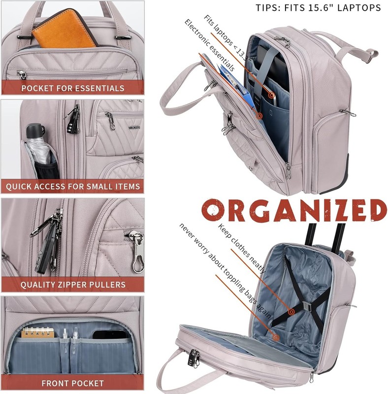 Multi-Functional 16-Inch Underseater Luggage - Secure & Stylish in Dusty Pink gallery