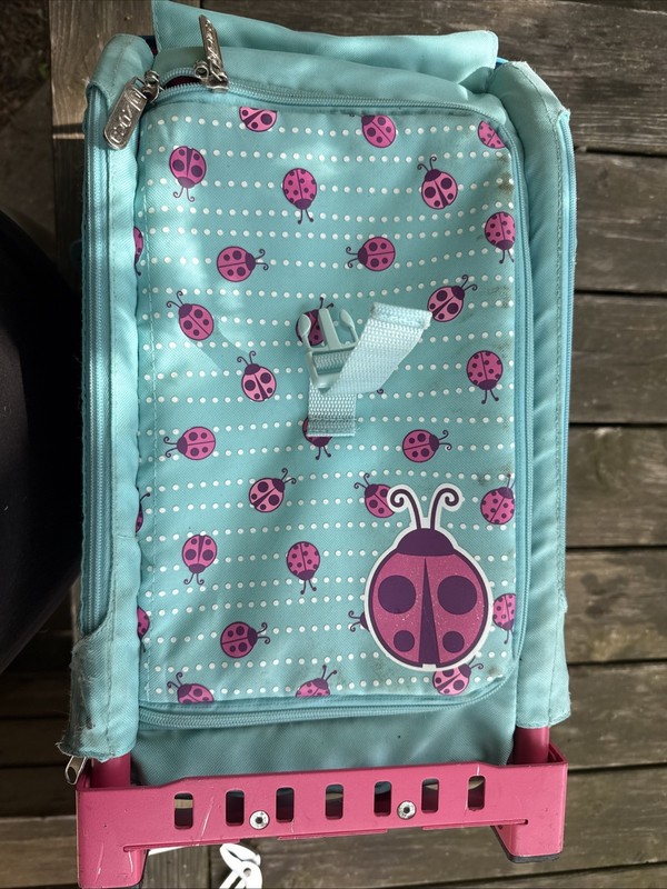 zuca Sport Pink Frame Blue LadyBug Insert Upright rolling wheel school suitcase gallery
