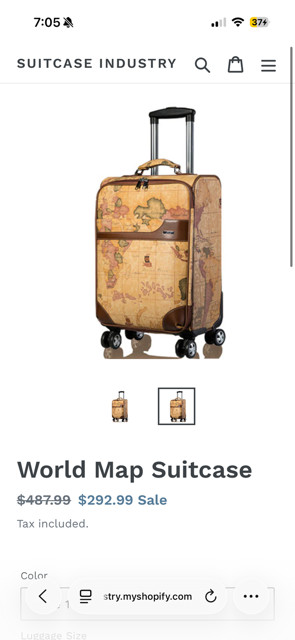 Entree world map rolling suitcase