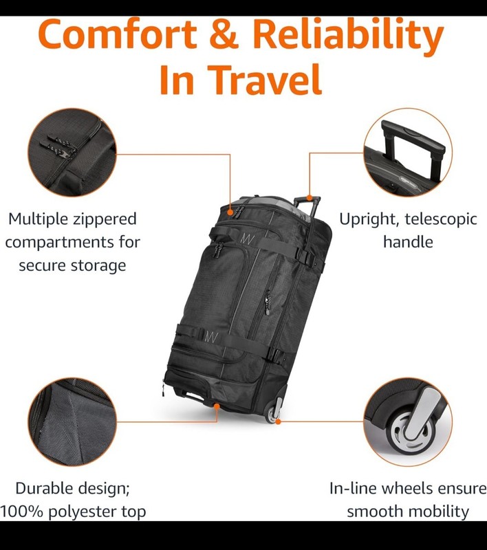 Amazon Basics 30-Inch Large Rolling Duffle Bag with Wheels and Handle, Trave gallery