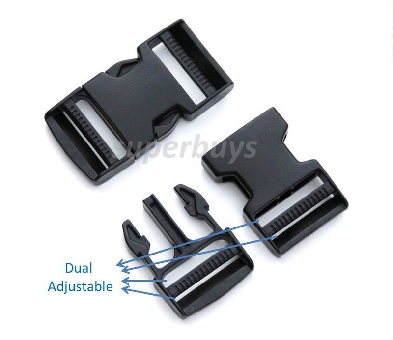 1pc 38mm Dual Adjustable Side Quick Release Buckle Clip Cord Strap Webbing Bag