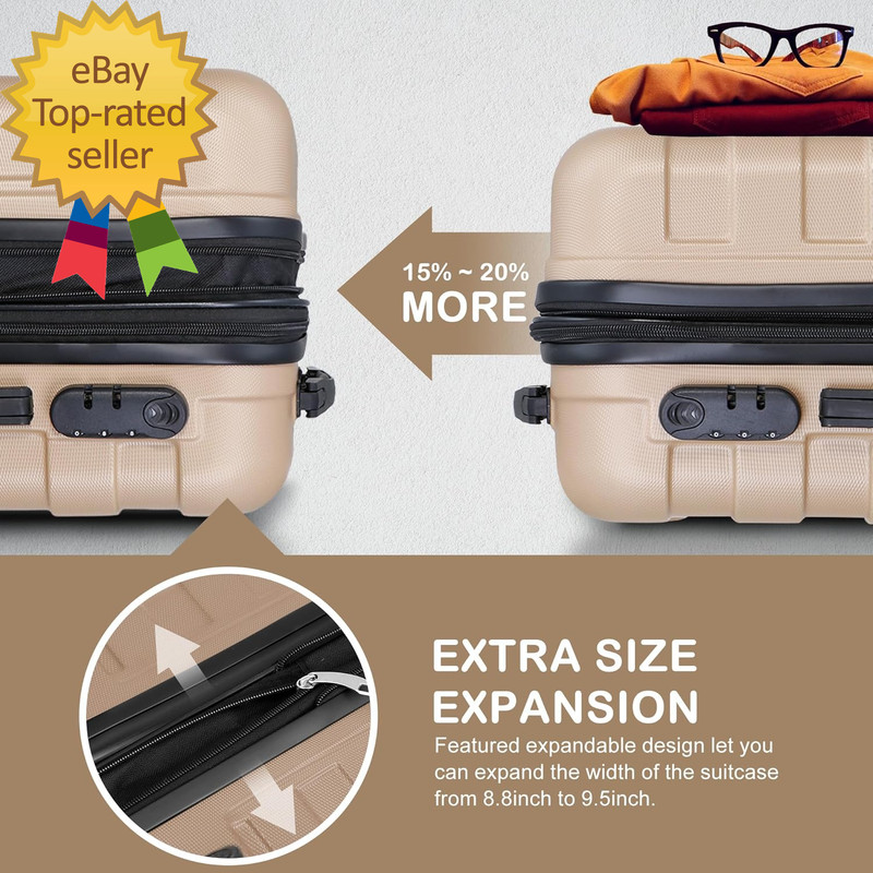 21 Inch Expandable Suitcase Hardside Carry on Travel Luggage with Spinner Wheels gallery