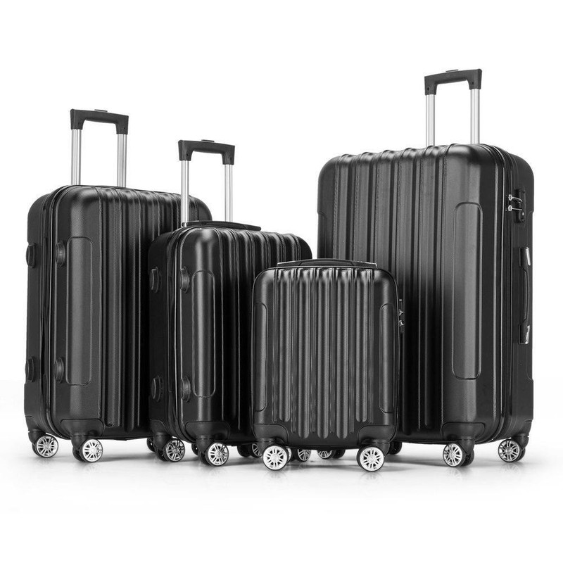 16″ 20″ 24″ 28″ 4 Piece Luggage Set Suitcase Spinner Lightweight TSA Lock Black
