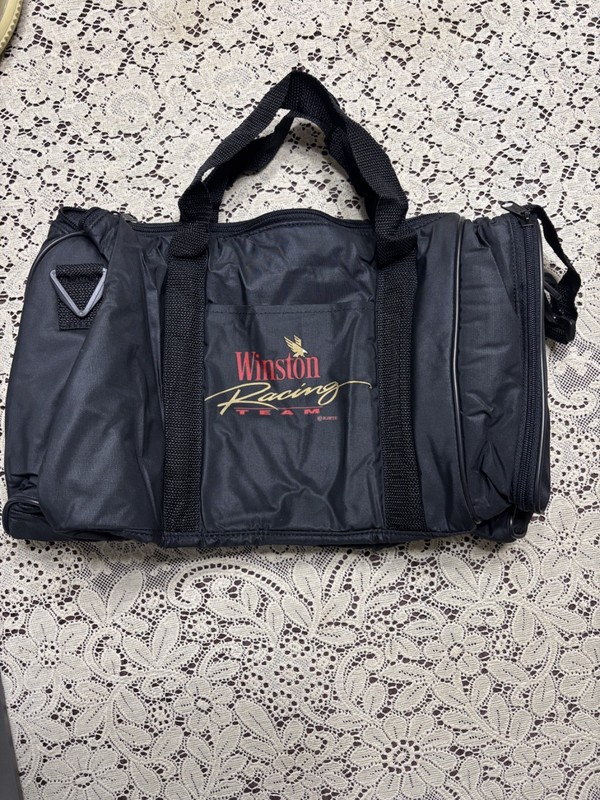 Vintage Winston Racing Team Duffle Bag Black 1990s Embroidered