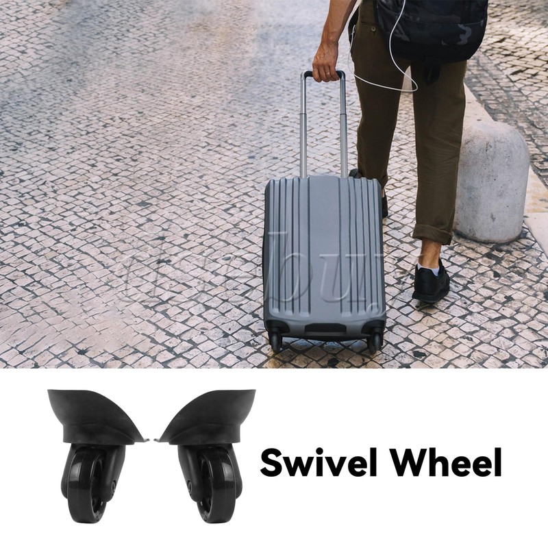 2 Pieces Suitcase Repair Spinner Wheels 3.35 Inch Left & Right W165 Black Set gallery