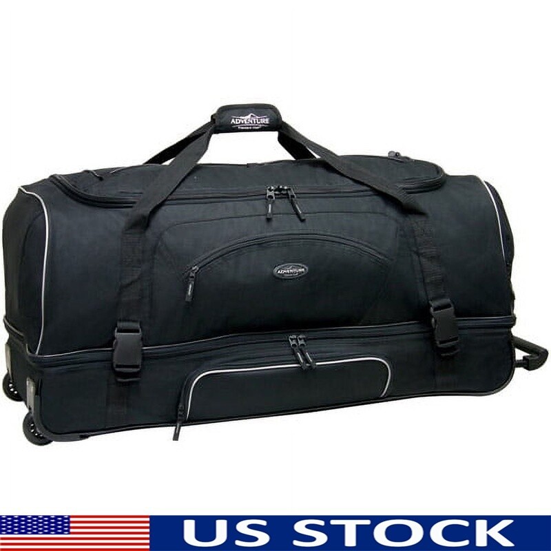 Large 36 Inch Drop Bottom Rolling Duffel Telescopic Handle Travel Luggage New