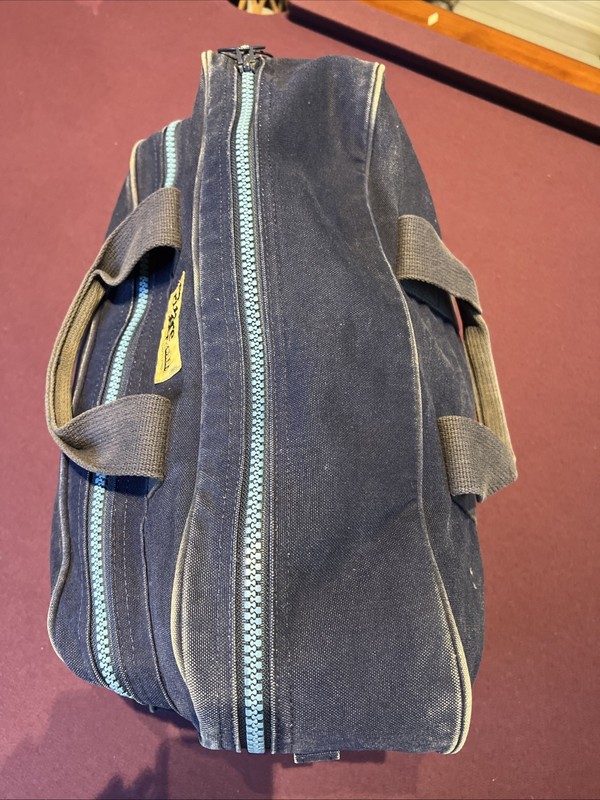 Lands End Square Rigger Double Compartments Bag Canvas Blue Made In USA VTG. gallery