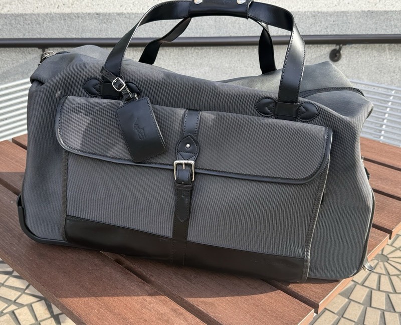 VTG Polo Ralph Lauren Ballistic Nylon Canvas Leather Trim Duffle Luggage Roller