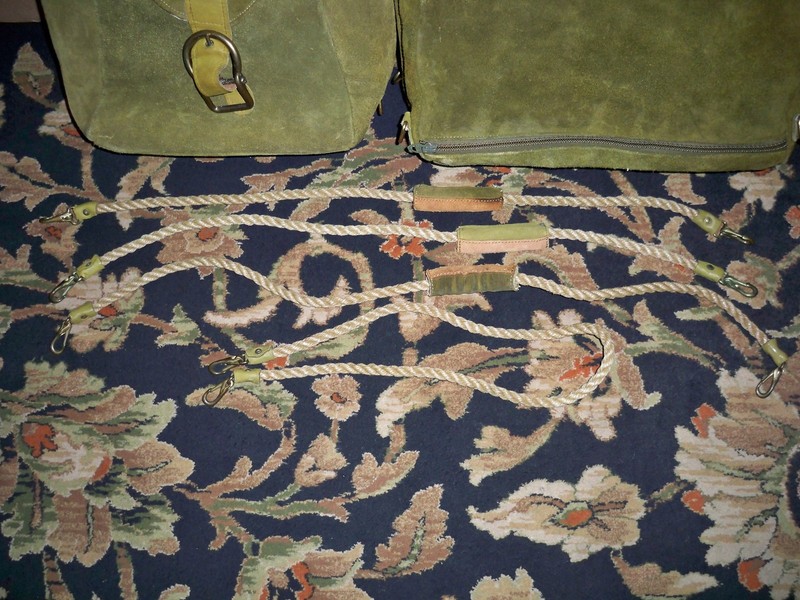 Vintage 70s Hartmann Green Suede Leather Nautical Rope Bag and Satchel gallery