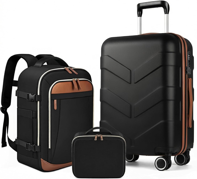 Carry on Luggage Set with Backpack – 22X14X9 Airline Approved Suitcase with TSA
