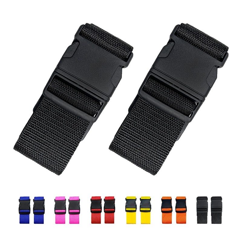 2 Pack Suitcase Straps, Bright Color Adjustable Luggage Belts, TSA Approved (…