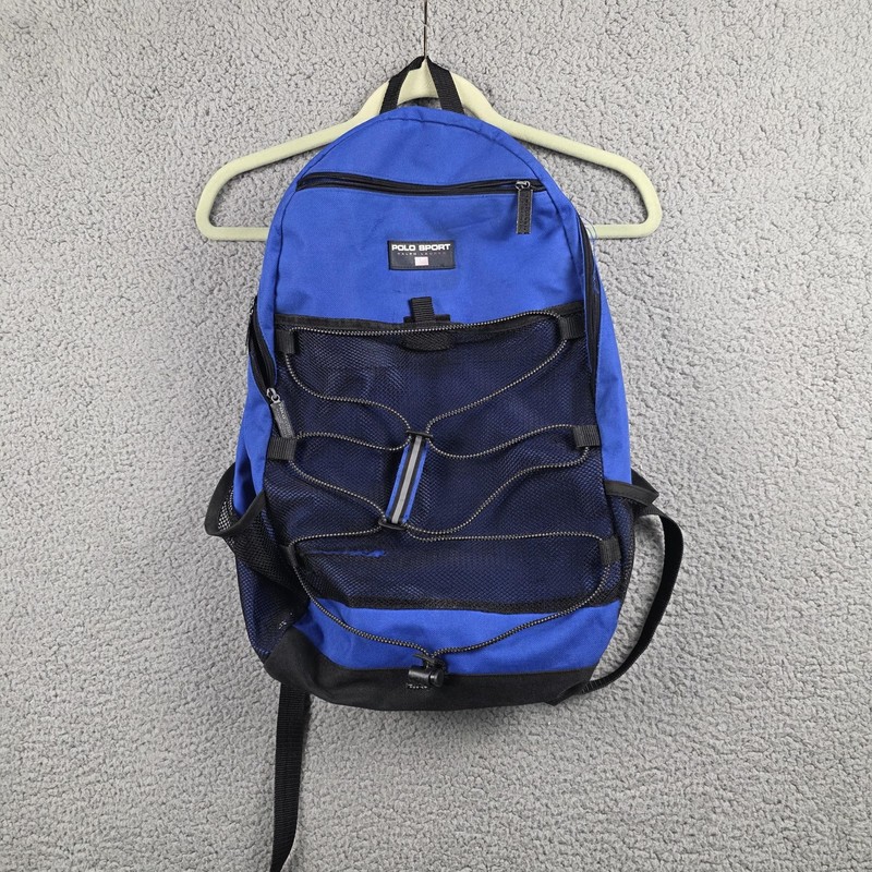 Polo Sport Ralph Lauren Blue 13″ Backpack Nylon Mesh Front Men Travel Bag