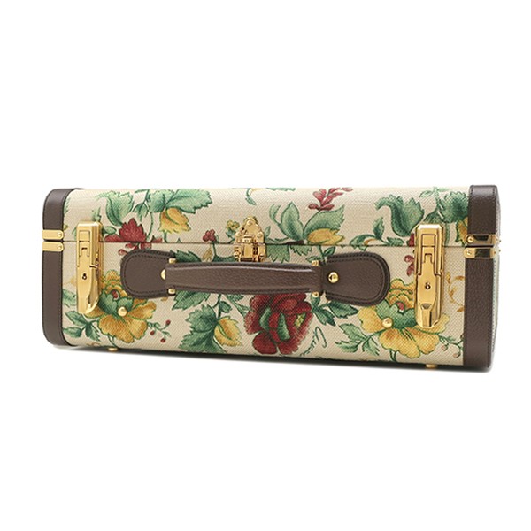 GUCCI trunk Medium Rigid Suitcase canvas leather Beige x brown Gold Metal gallery
