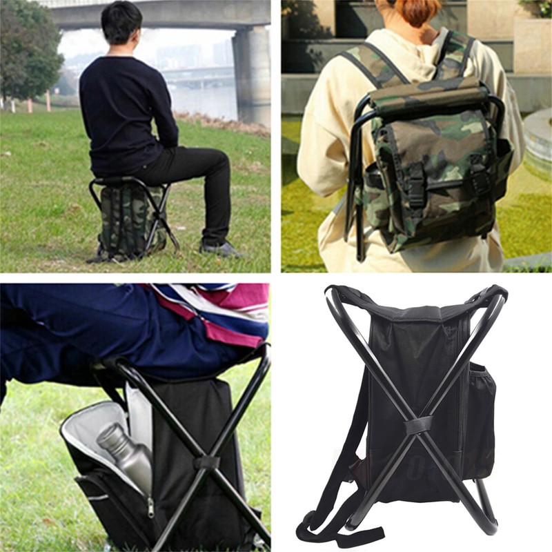 Balck Campstool & Backpack Multifunctional Travel Bag For Traveling Fishing gallery