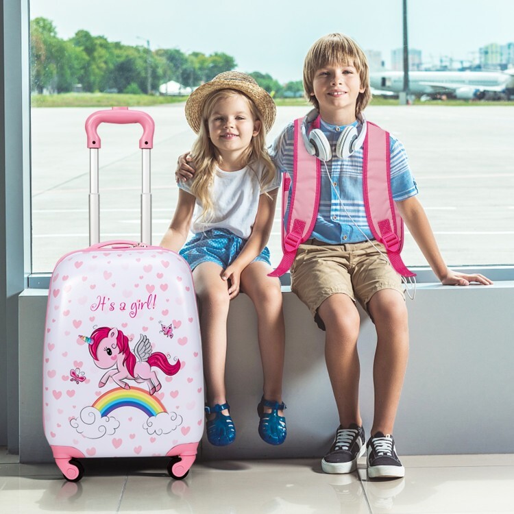 2 Pack Kids Luggage Set Girls 12” Backpack Carry on Luggage 16" Travel Suitcase gallery