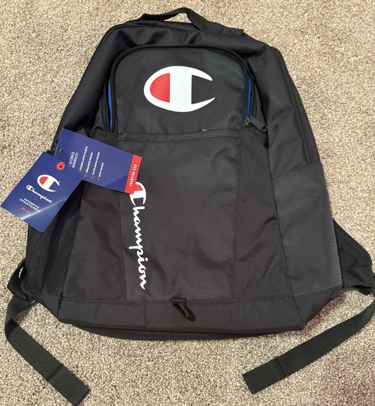 Champion Core Backpack Black 15” Laptop Sleeve Men Women Children Gym School