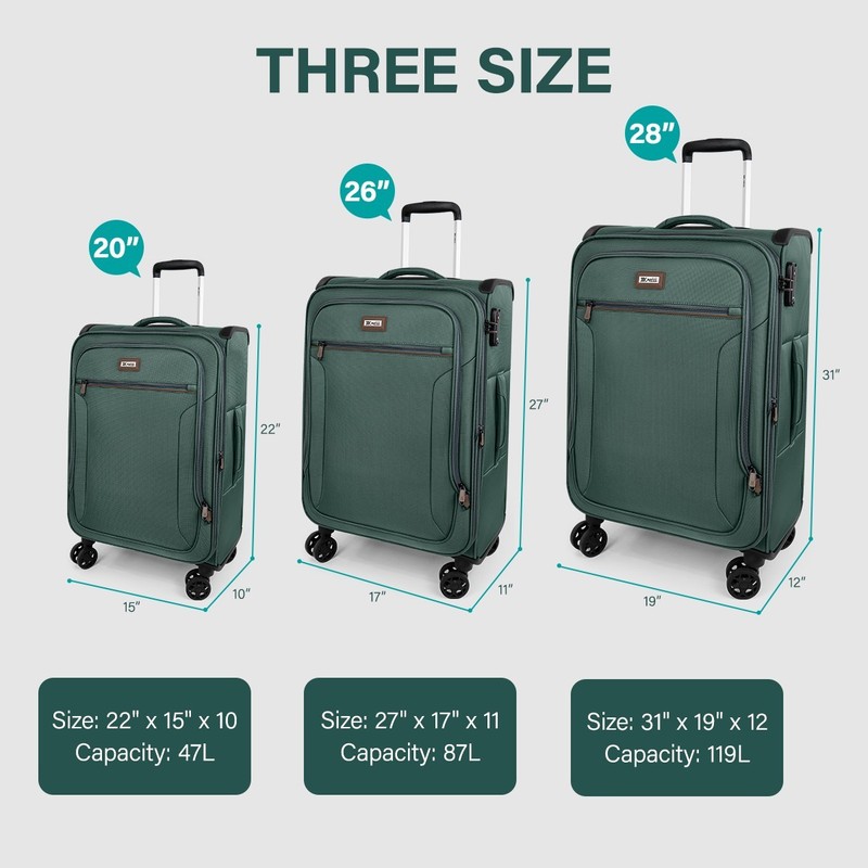 Expandable Soft Shell Suitcase with TSA Lock Durable Lightweight Travel Case gallery