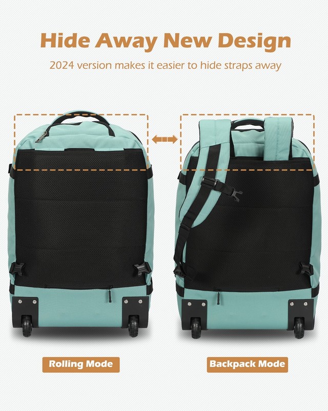 Hynes Eagle Convertible Rolling Backpack Travel 2-Wheels Carry-on Laptop Luggage gallery