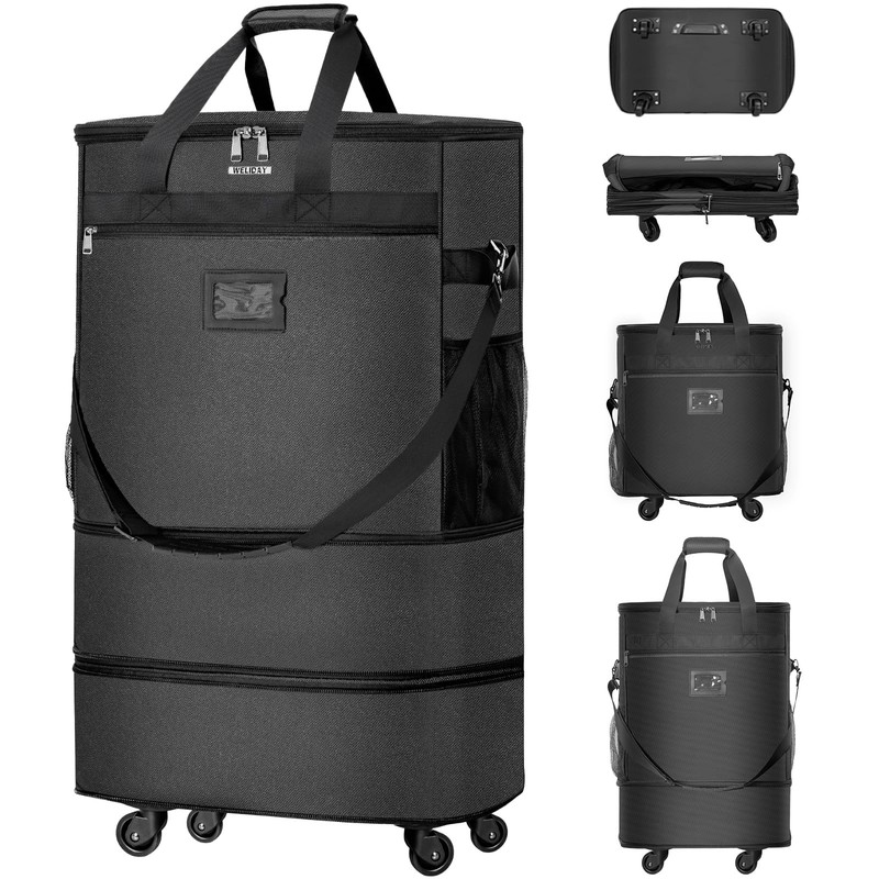 Expandable Rolling Suitcase with 4 Wheels, Collapsible Travel Bag, Large Size