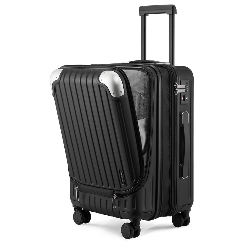LEVEL8 Grace Hard Shell Carry on Luggage with Front Compartment, 20 Inch Expa…