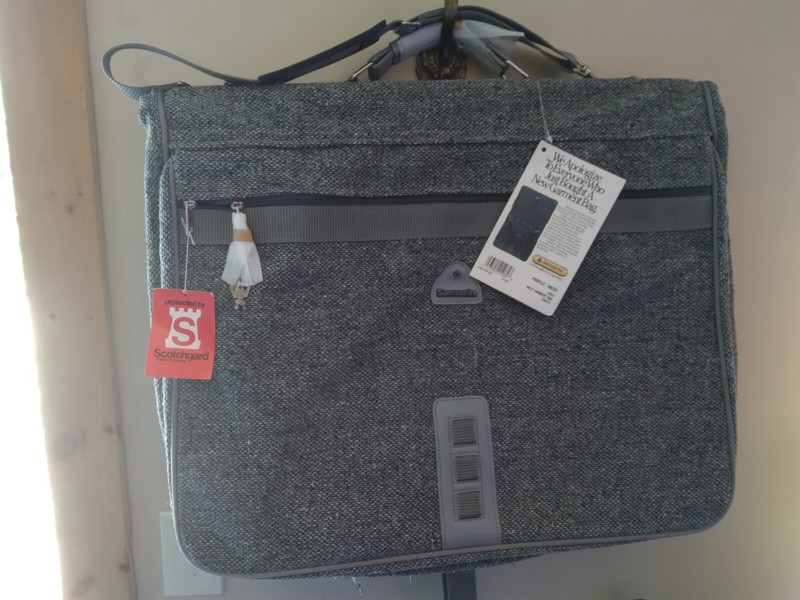 1987 Samsonite NOS Profile Tweed Grey Valet Garment Bag 730472 New Tag Legendary