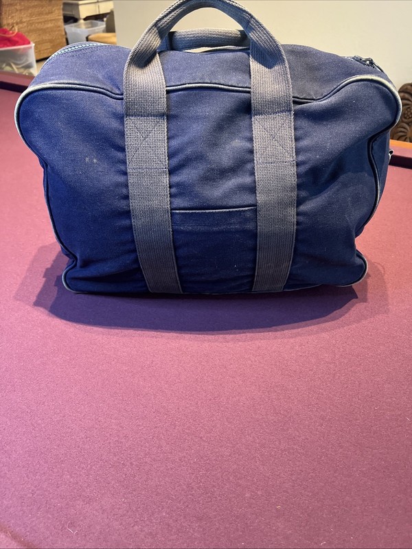 Lands End Square Rigger Double Compartments Bag Canvas Blue Made In USA VTG. gallery