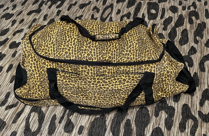 Leopard Print Canvas Duffle Bag Large with Clothing & Shoe Compartments & wheels gallery