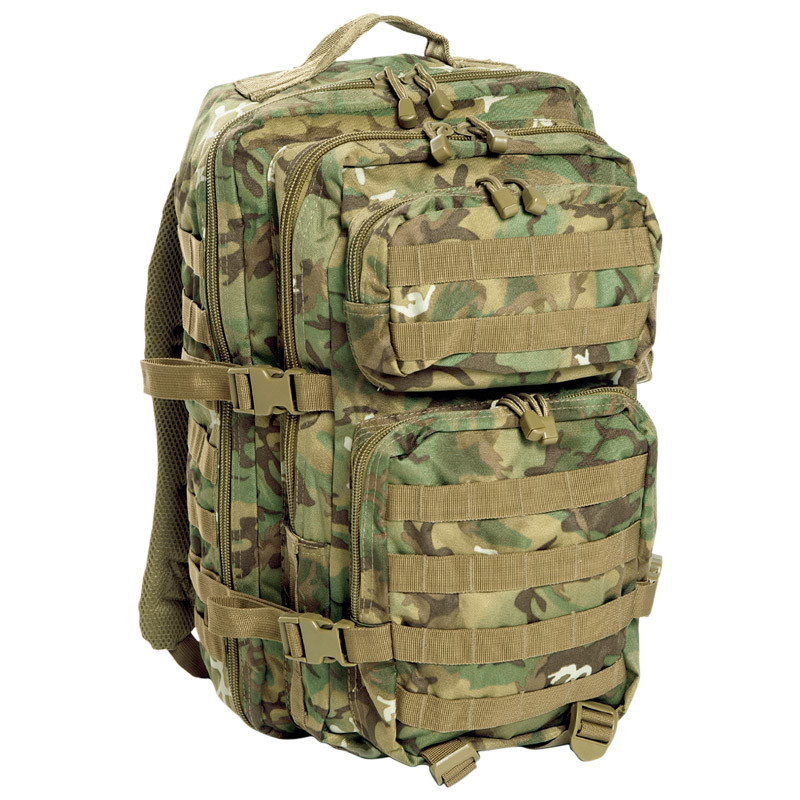 Army Patrol Rucksack Assault Backpack Combat MOLLE Pack Hiking 36L Arid Woodland