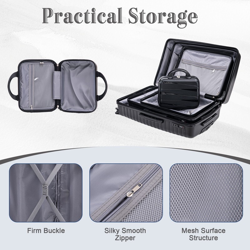 4 Pcs Spinner Wheel Luggage Set Carry On Suitcase with TSA Lock 14 20 24 28 Inch gallery