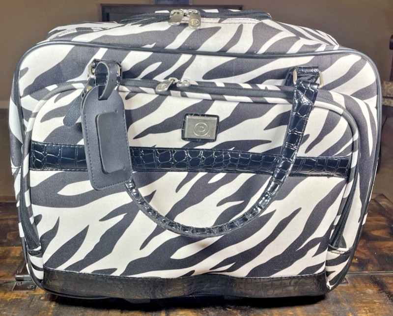 Protege Collection Rolling Computer Bag Carry On Expandable Zebra Print Travel gallery
