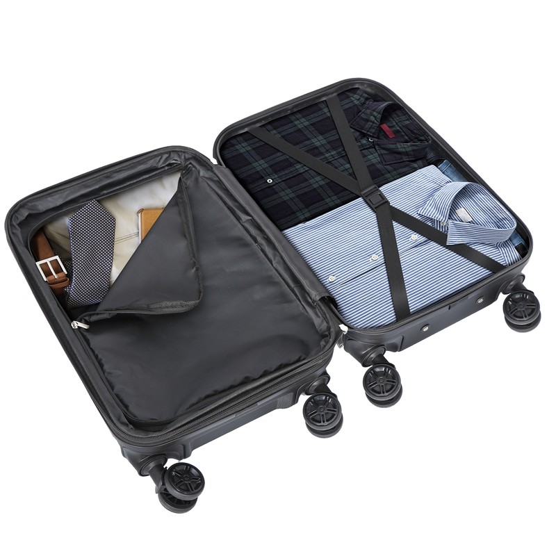 22" Hardside Carry On Spinner Suitcase Luggage Expandable with Wheels Black gallery