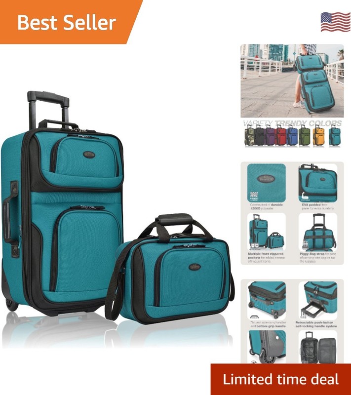 Durable 2-Wheel Rio Softside Carry-On Set - Teal Luggage for Stylish Travel