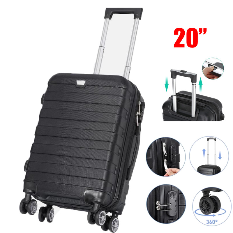 Hardshell Suitcase Set TSA-approved 20 Inch Work Travel  ABS Suitcase Zipper BK
