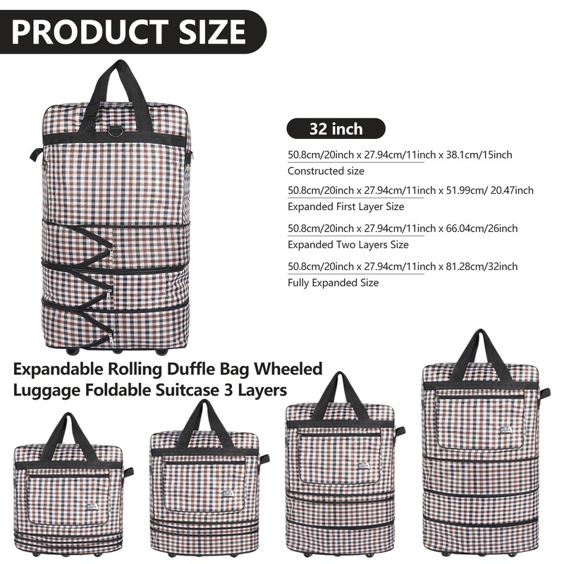 32Inch Expandable Suitcase Bag 3Layer Travel Collapsible Luggage Bag w/ 5 Wheels gallery