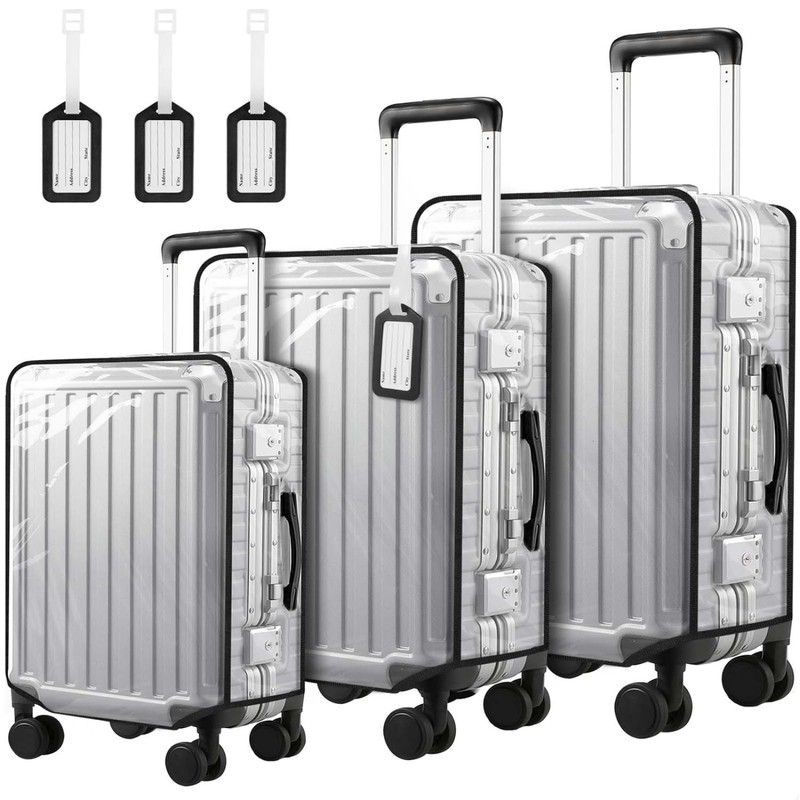 3 PCS 20 Inch, 28 Inch, 30 Inch Clear PVC Suitcase Luggage Cover Protectors f…