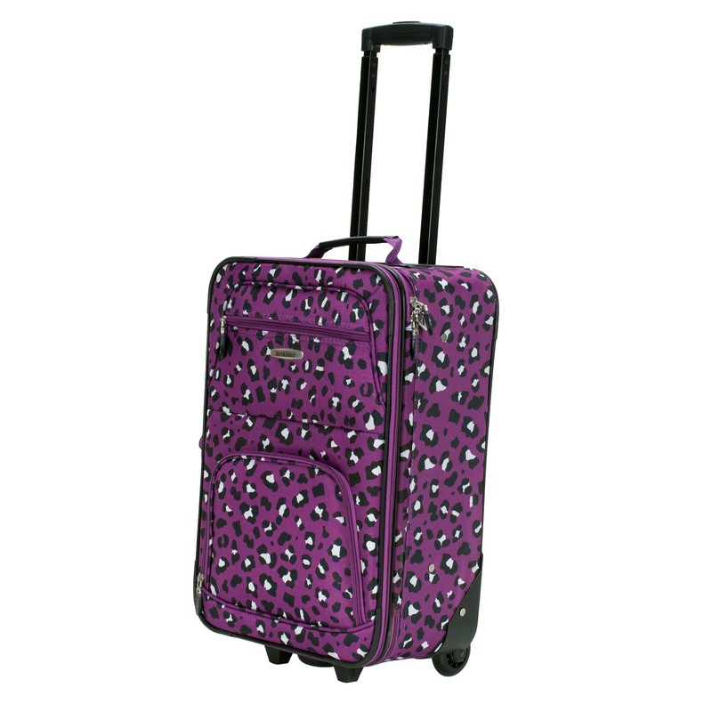 2 Piece Luggage Set Expandable Rolling Suitcase Purple Leopard gallery