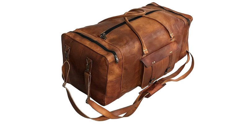 Leather 24 Inch Luggage Handmade Duffel Bag Carryall Weekender Travel Overnight