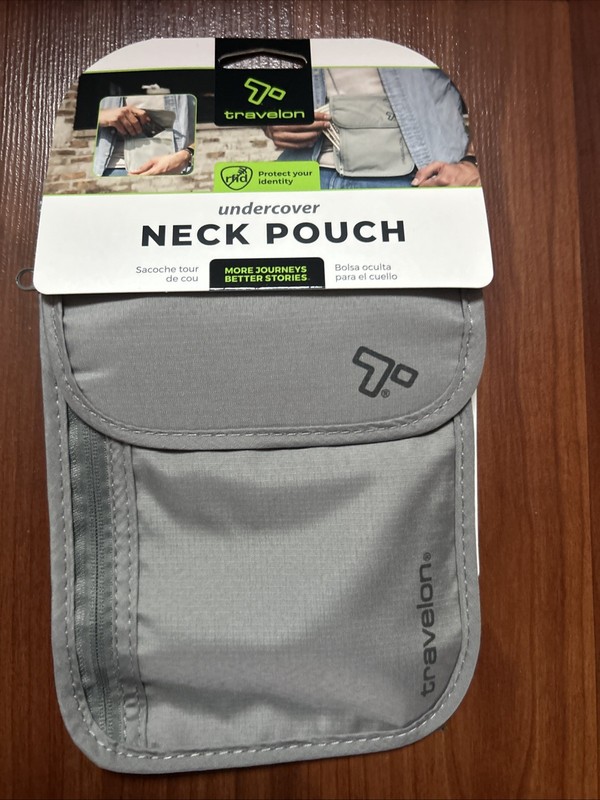 Travelon Travel Pouch Rfid Blocking Undergarment Neck Pouch Travel Wallet, Gray gallery