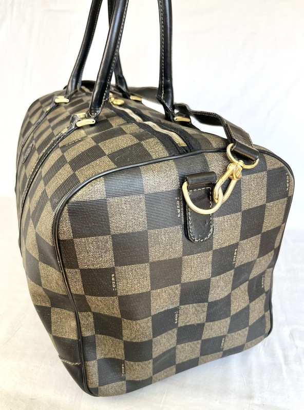 Authentic Checkered Fendi Duffel shoulder/hand gym Bag large luggage travel gallery
