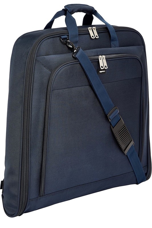 Amazon Basics Garment Bag – Navy Blue, 40-Inch