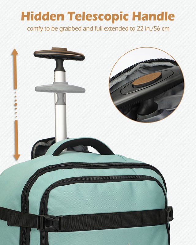 Hynes Eagle Convertible Rolling Backpack Travel 2-Wheels Carry-on Laptop Luggage gallery