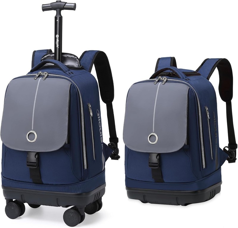 Rolling Backpack with Detachable Wheels 18 Inch Roller Backpack for Men Women Wa