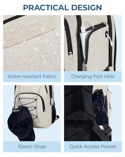 Unisex Laptop Backpack, 15.6-inch Anti-Theft, Water Resistant, with USB Beige gallery