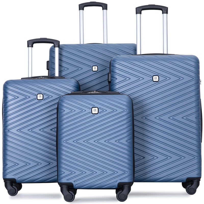 Travelhouse 4-Piece Lightweight Hardshell Luggage Set with TSA Lock – Blue