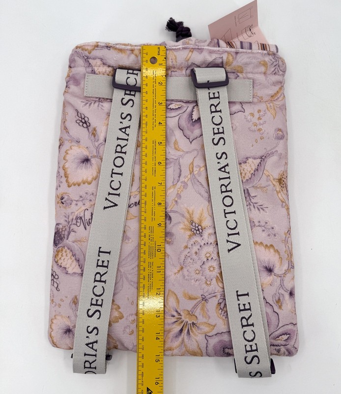 Victoria's Secret Packable Floral Backpack Drawstring Straps Lilac Beach Straps gallery