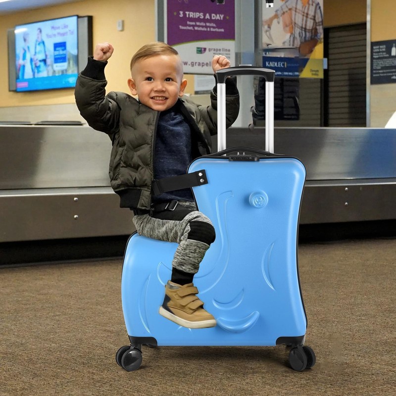24” Kids Ride-On Roll Suitcase Luggage Bags Wheeled Trolley Luggage Brand New